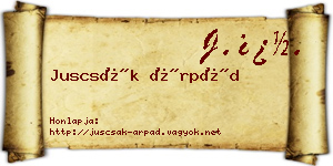 Juscsák Árpád névjegykártya
